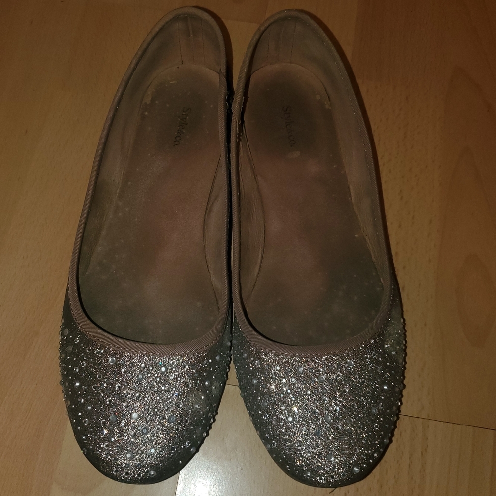 Style & Co Silver Sparkly Ballet Flats